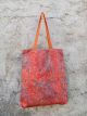BORSA GIT GIT BATIK ARANCIO CON FIORI E FOGLIE