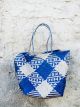 BORSA LONTAR BLU E PAGLIA NATURALE