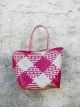 BORSA LONTAR ROSSO E PAGLIA NATURALE